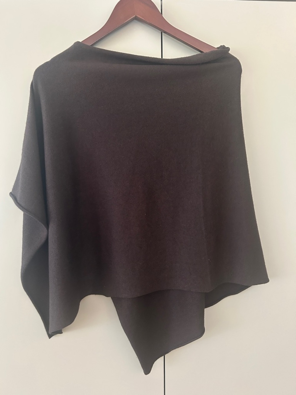 Eileen Fisher brown silk cashmere poncho one size